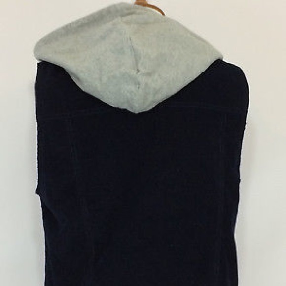 CORDUROY Vest removable HOOD snap up sz Large - Picture 4 of 6